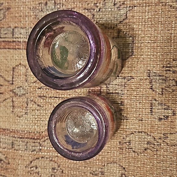 ART GLASS, colorful candle holder stands with hand painted flowers - Picture 2 of 4